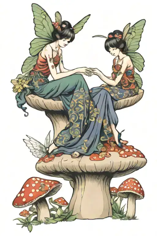 Fairy Sitting On Mushroom Fairy