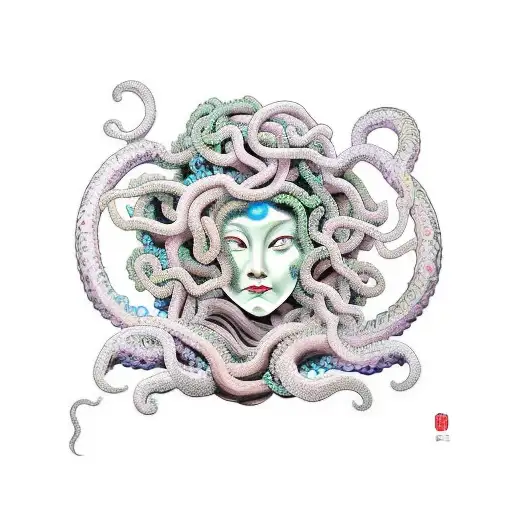 Colored Medusa For Upper Chest