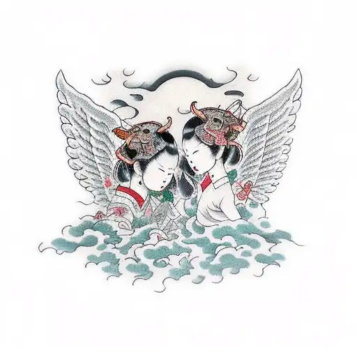 Angel Kissing Demon On Forehead