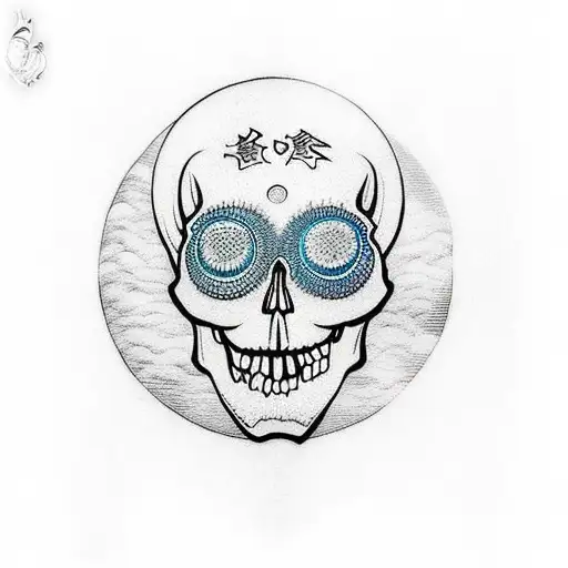 Skull With Moon And Sun Eye
