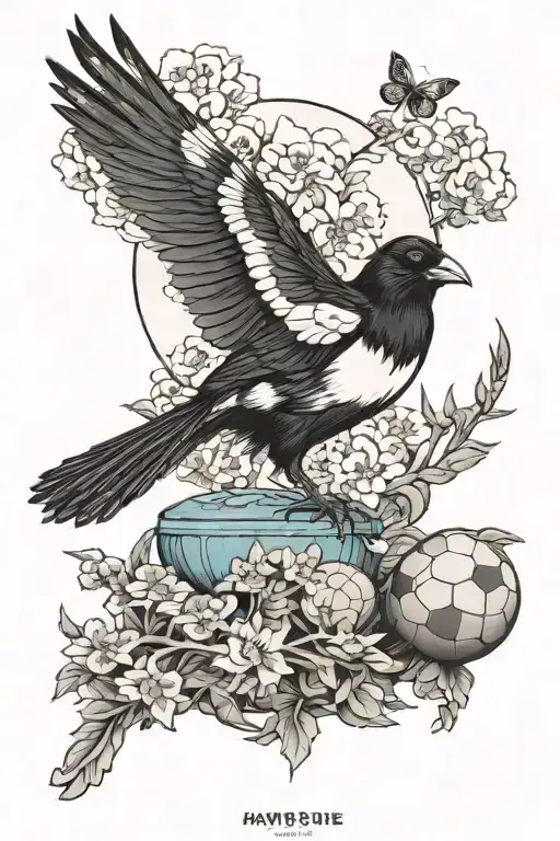 Magpie Stood Ontop Of Football