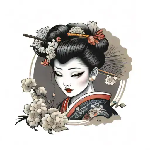 Beautiful Geisha With A Fan