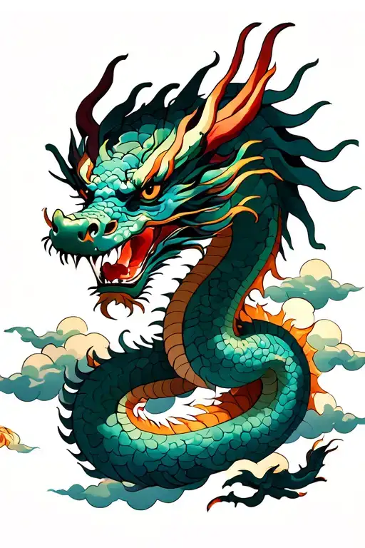 Dragon On Clouds Surrounding