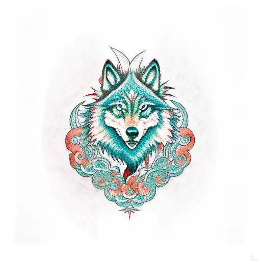 Turqouise Colored Wolf