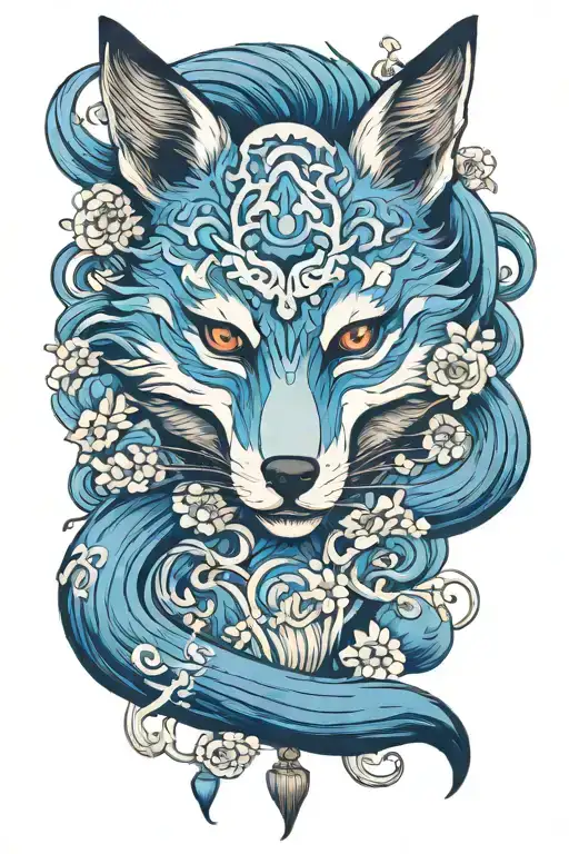 Fox Spirit With Blue Spirit Orbs