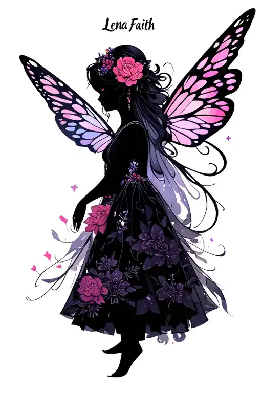 The Name Lena Faith With Fairy Wings