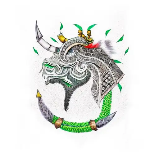 Arabian Warrior Helmet Green Feathers