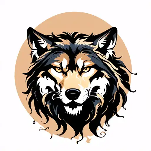 Wolf And Lion Reflection