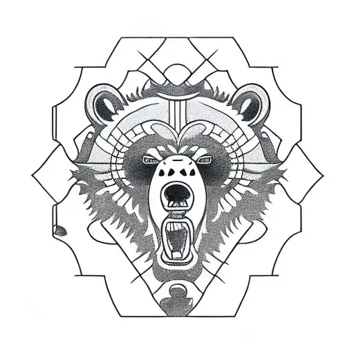 Grizzly Bear Head Black