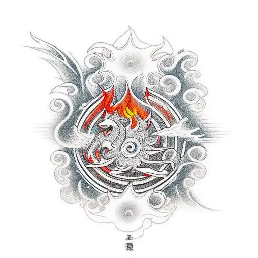 Fire And Water Symbols Combined