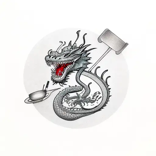 A Chef Singing While Cooking With A Dragon As Their Sous Chef