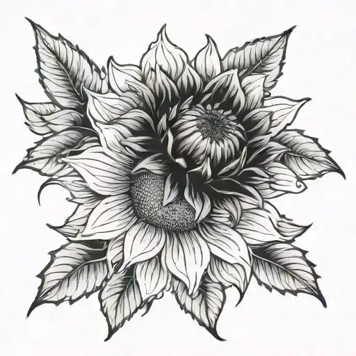 Sunflowers And Black Dahlias