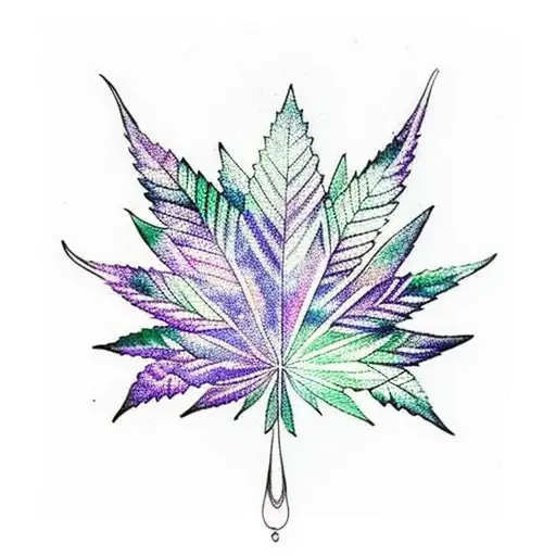 Cannabis Leaf With A Constellation Of Stars Forming Its Shape
