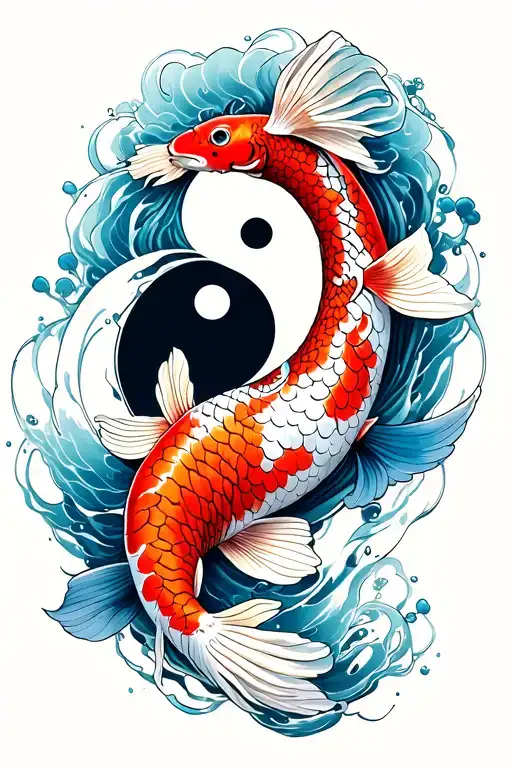 Koi Fish With Ying Yang