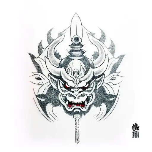 Oni Mask Cut Open Bya Katana