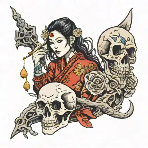 Huntress Holdin Skull