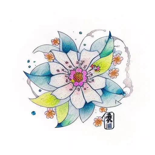 A Sakura Flower Blooming In A Watercolor Painting Style