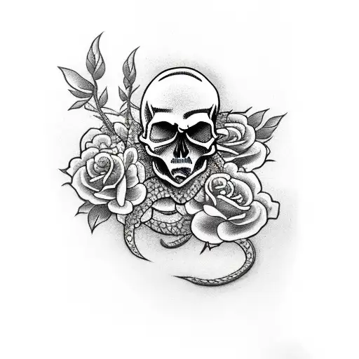 Skulls Roses And Snake