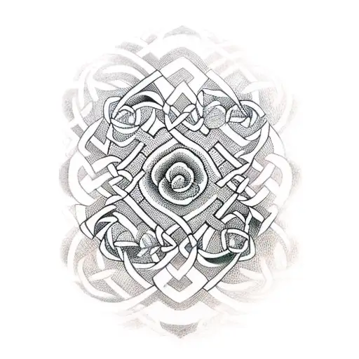 Celtic Lattice And Rose Vines