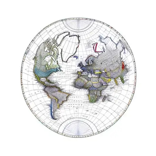 A World Map That Is In The Paws Of A Dragon Who Plays With A Basketball