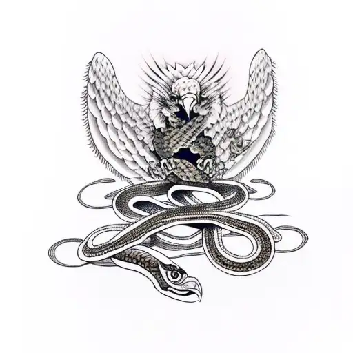 Traditional Eagle Holding Snake