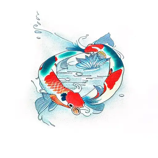 Two Koi Fish With Water