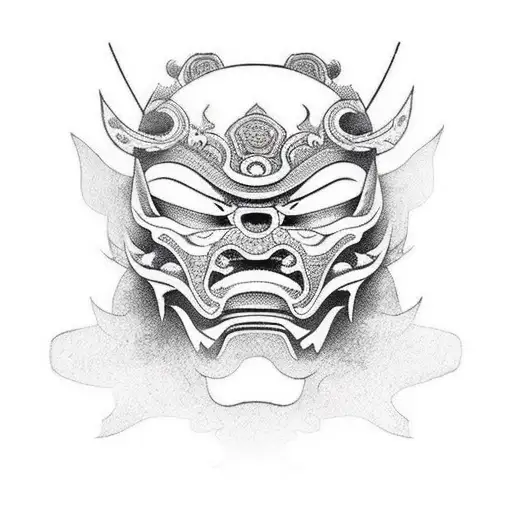 Ronin Mask With Japanese Structures