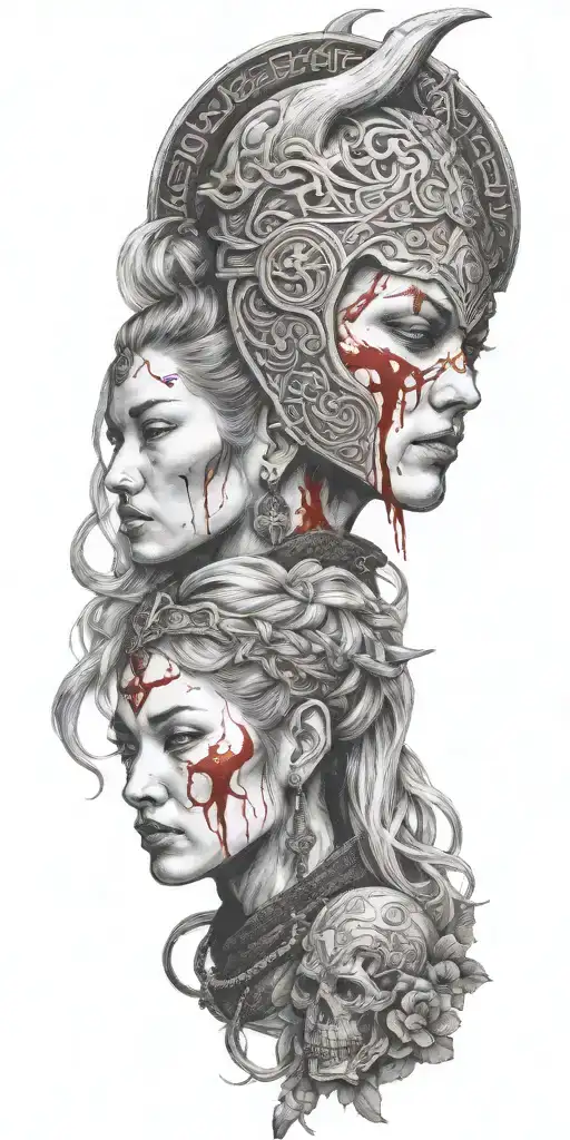 Multiple Viking Women Bloody Cemetary