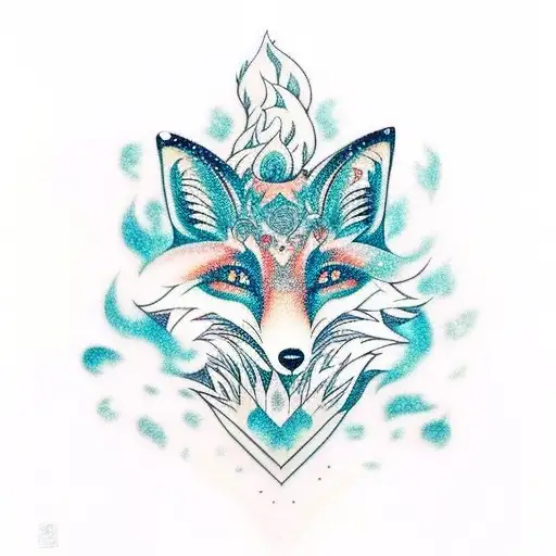 A Fox Surrounded By Swirling Northern Lights