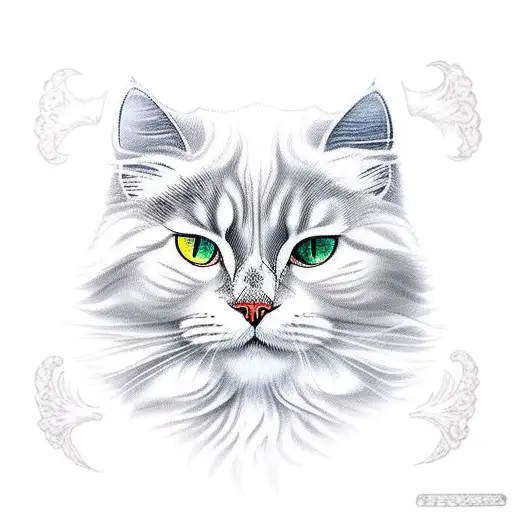Full Face Of A White Siberian Cat On A Brush