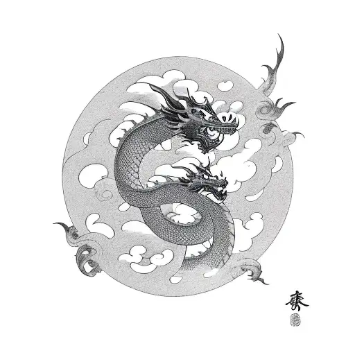 Two Dragon On The Back