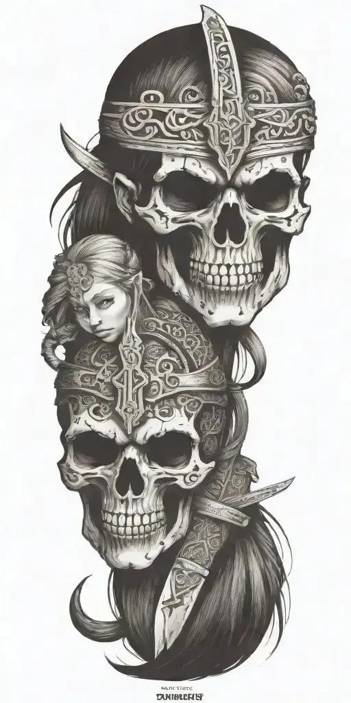 Viking Girl Bloody Sword Wrapped