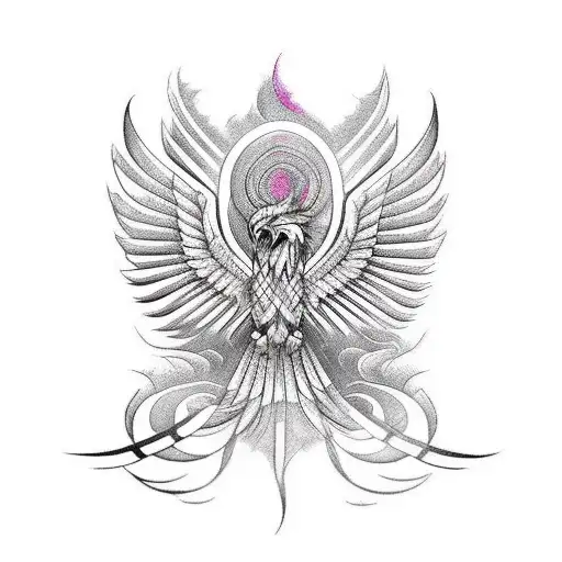 Combine A Phoenix And A Construction Blueprint With Musical Staff Lines Intertwined