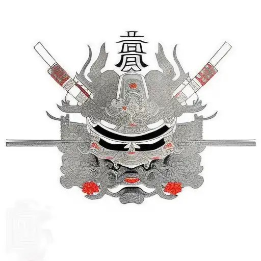 Ronin Mask With Japanese Structures