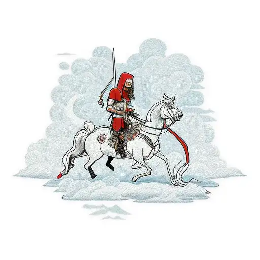 Finn The Human Riding Jake But As Saint George And The Dragon