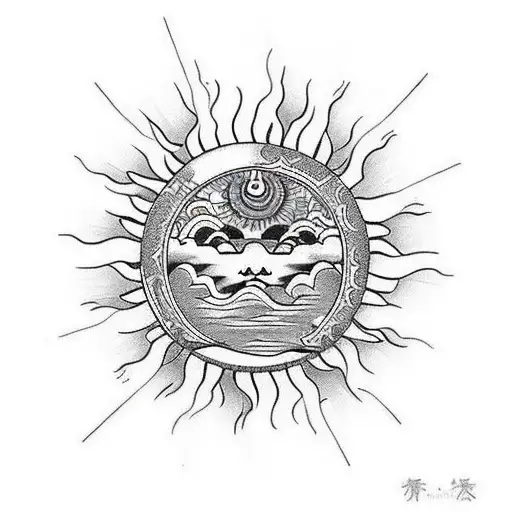 A Sun Shining Over A Landscape Of Musical Instruments