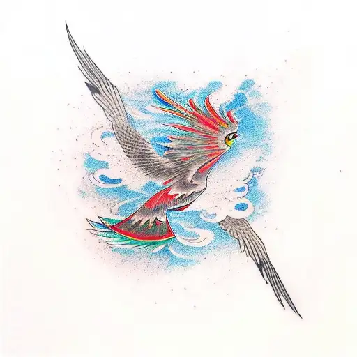 Phoenix Bird Trying To Fly