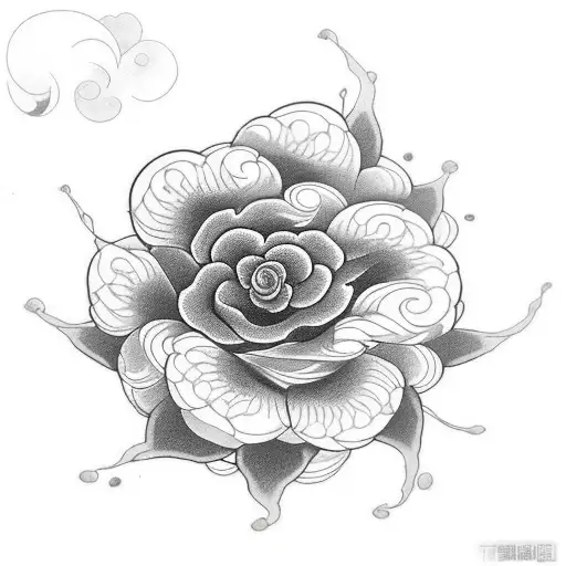 A Black Flower Going Upward And A White Flower Going Down Tattoo