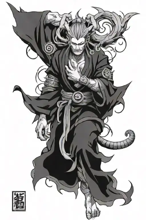 Sketch Complementing The Demon Of Death From The Anime Naruto