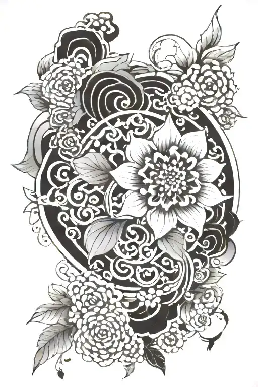 A Mandala Design Incorporating Elements Of Asian Calligraphy