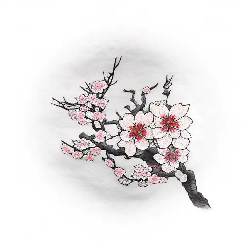 Cherry Blossom Surrounding Nordic Runes