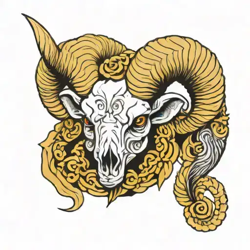 Aries Tattoo With A Ram Skull