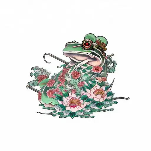 Flover Frog Geisha Blossom Sword Demon