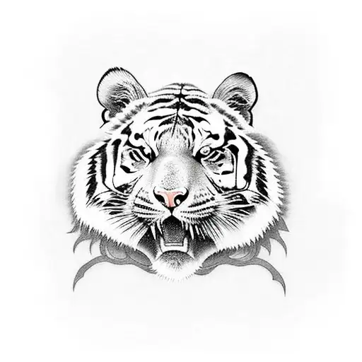 A Tiger And Carp Intertwined With Diamond Elements