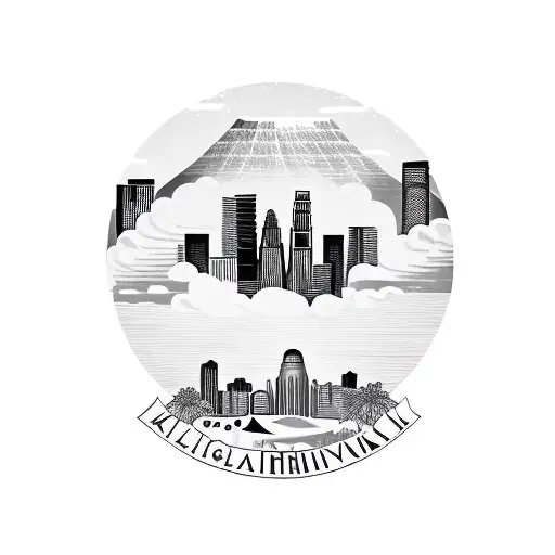 Los Angeles Skyline With Mississippi River And Arkansas Razorback Symbol