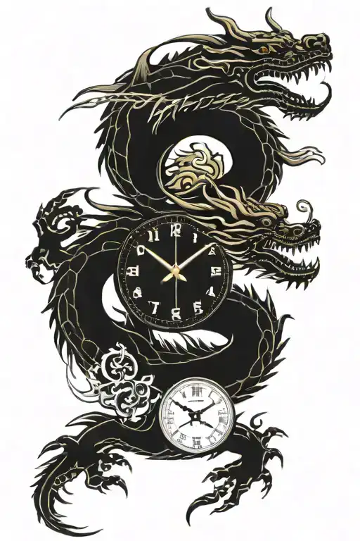 Japanese Dragon With Gear Time Clock