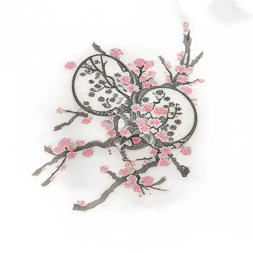 Cherry Blossom Around Nordic Runes