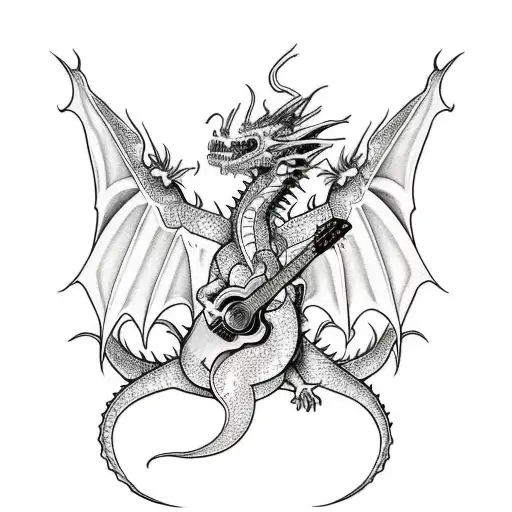 Demonic Dragon Playing Guitar