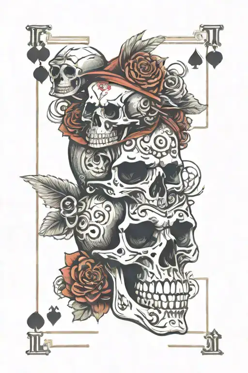 Skull And Motorcycle And Playing Cards Forming The Shape