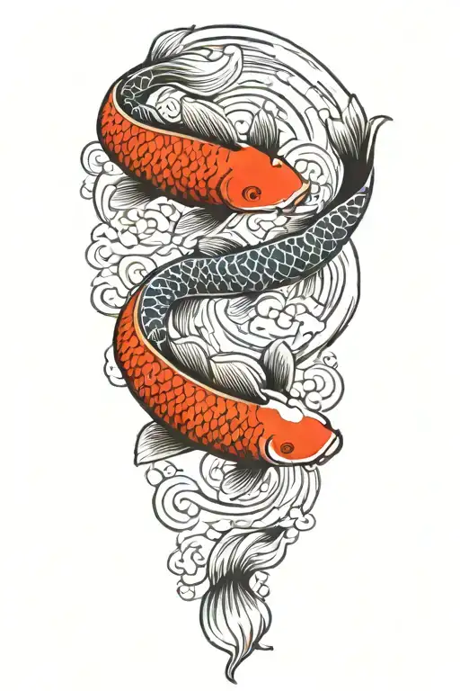 5 Koi Fish Swimming Upstream